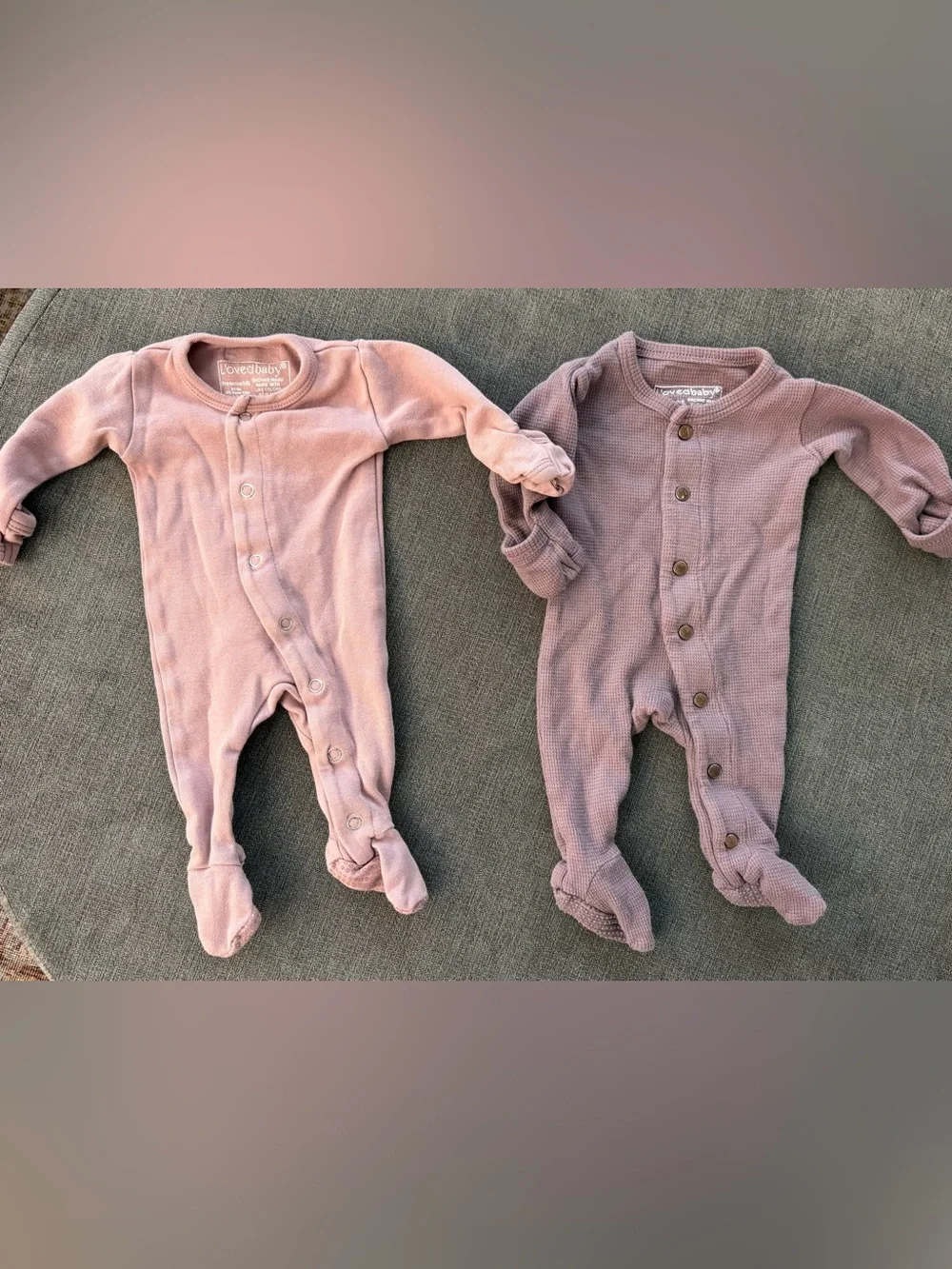 L'ovedbaby Dusty Pink Mauve Footed One-Pieces Set